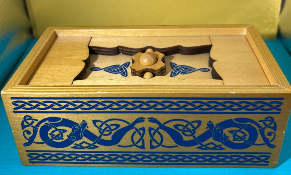 True Genius Wooden 6" Puzzle Box by Project Genius Viking Sea Chest w/Money Slot